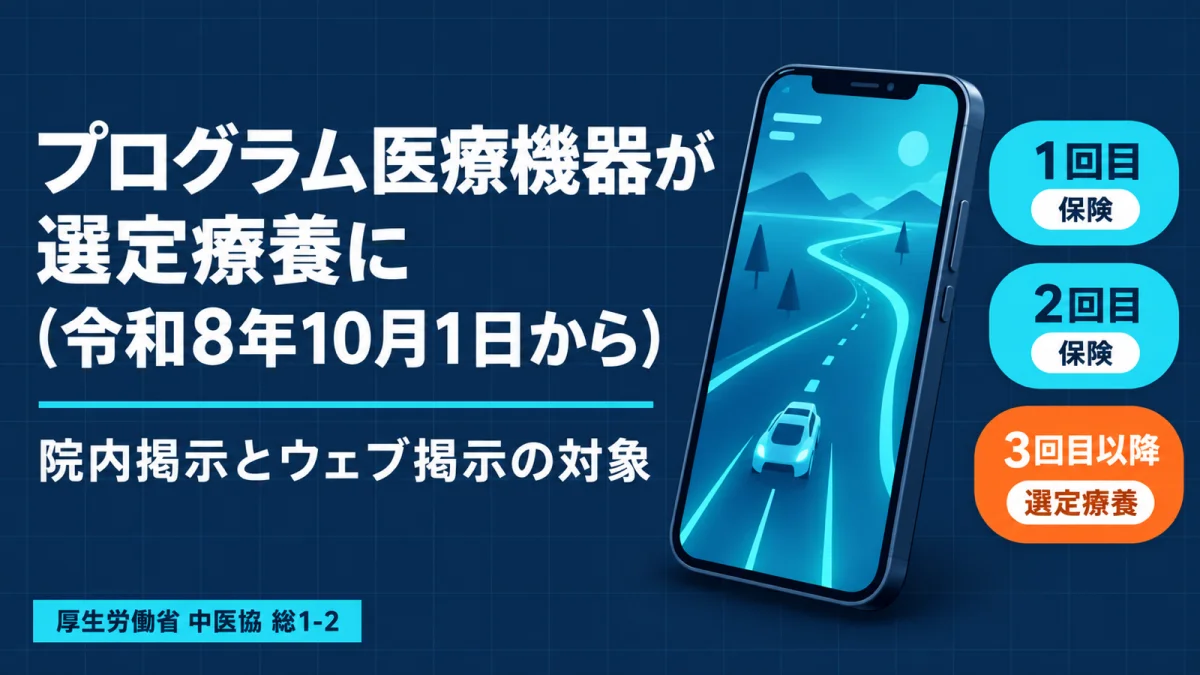 【令和8年10月1日】プログラム医療機器が選定療養に|掲示義務の対応