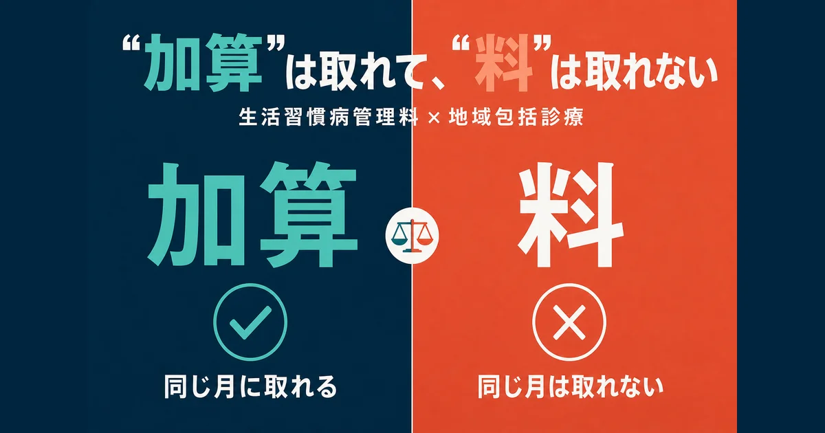 生活習慣病管理料と地域包括診療加算は同じ月に両方算定できる?地域包括診療料との違いも解説