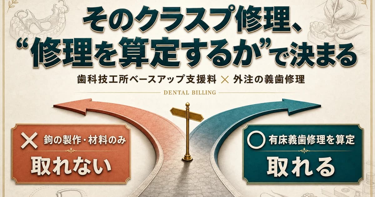 歯科技工所ベースアップ支援料は外注の義歯修理で算定できる?クラスプ(鉤)修理の可否をQ&Aで解説