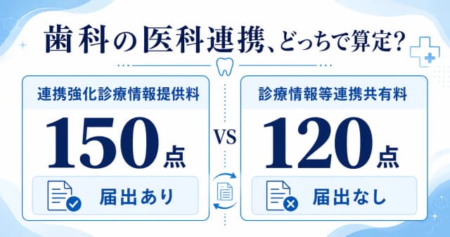 連携強化診療情報提供料と診療情報等連携共有料の違い|歯科の医科連携でどっち?
