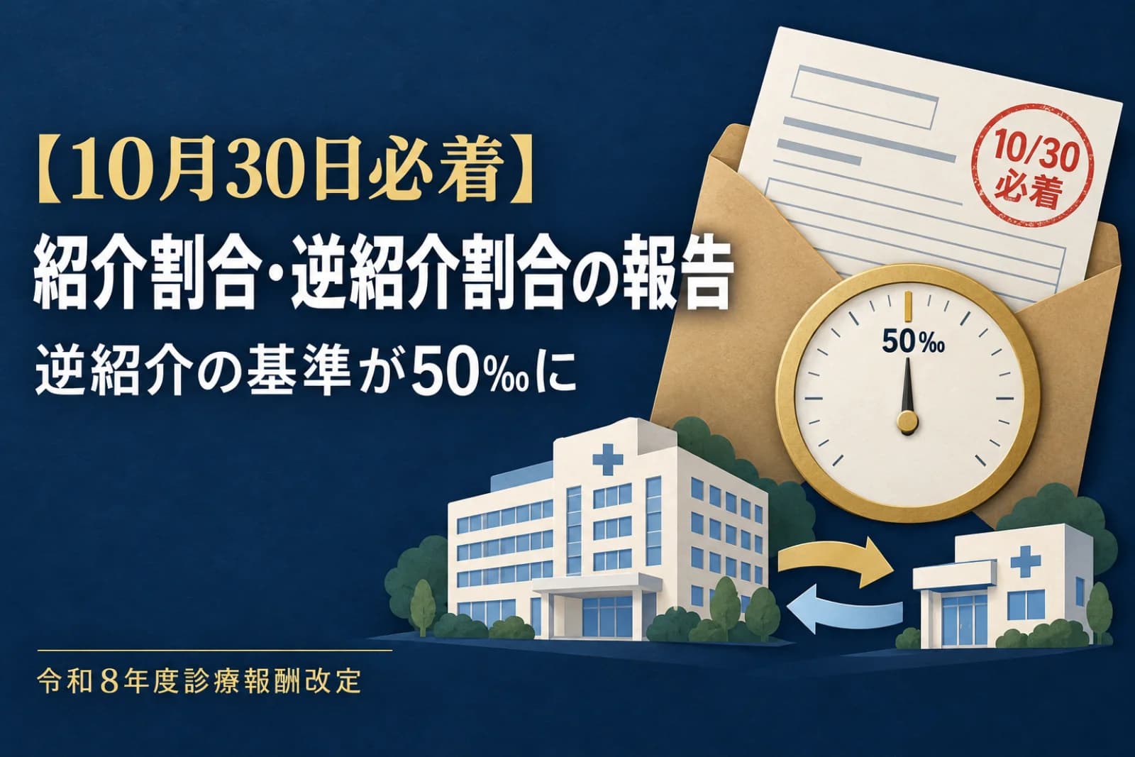 【10月30日必着】紹介割合・逆紹介割合の報告|逆紹介の基準が50‰に