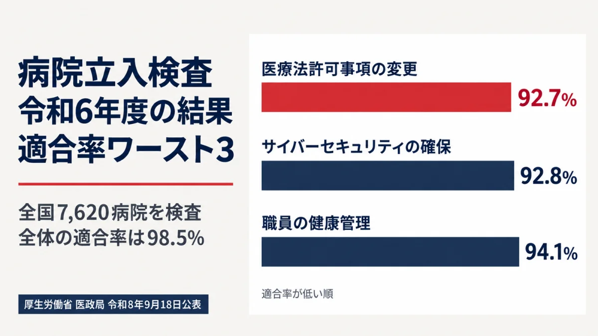 【令和8年9月18日公表】病院立入検査の結果、適合率ワースト1は許可事項の変更